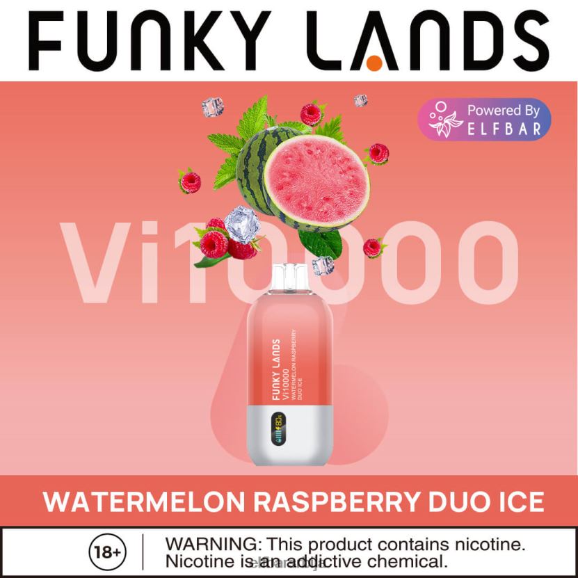 VD6B42160 функи ландс вапе ви10000 пуффс за једнократну употребу ELFBAR лубеница малина дуо лед
